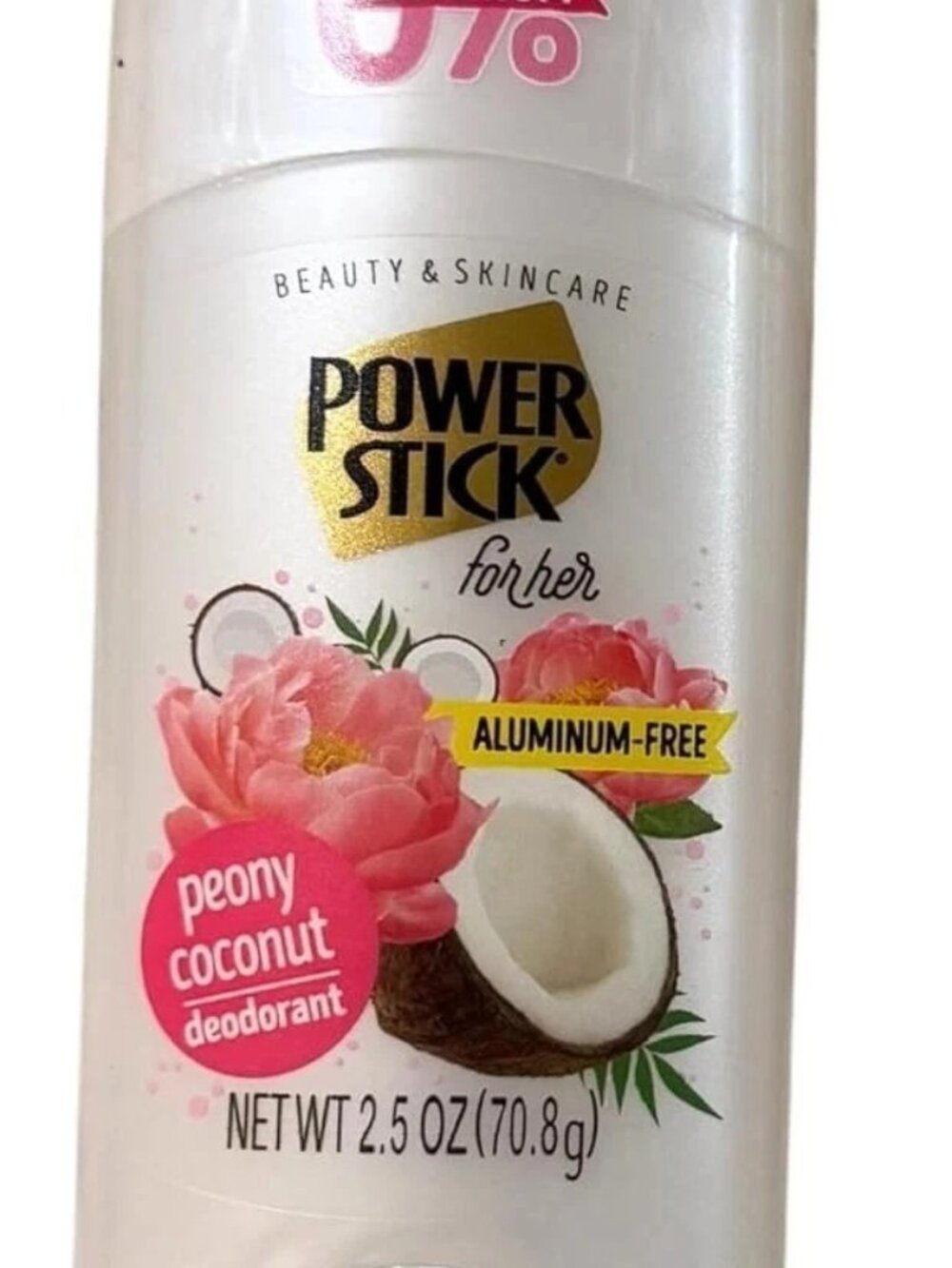 Power Stick Women’s Peony Coconut Deodorant—NEW Aluminum-Free
